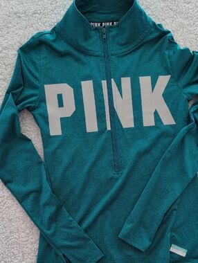 PINK Victoria's Secret Teal Quarter-Zip Pullover